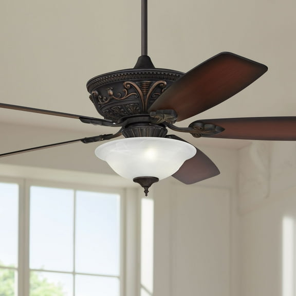 60" Casa Vieja Montego Industrial Rustic Indoor Ceiling Fan LED Light Oil Rubbed Bronze Teak Alabaster Glass Living Kitchen Home