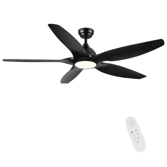 60" Ceiling Fan Dominates Large Rooms, 6500 CFM Quiet DC Motor LED-Black