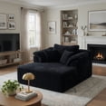 thumbnail image 1 of 60" Chaise Lounge Chair, Oversized Corduroy Boneless Sofa Bed, Deep Seat Cloud Couch for Living Room, No Assembly, Black, 1 of 10