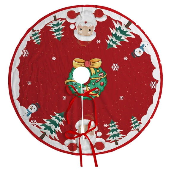 60" Christmas Printing Tree Skirt, Christmas Tree Dress, Christmas Tree Decorations, Festive Atmosphere, Christmas Gifts, Soft Tree Mat with X'mas Pattern, Christmas Home Decor