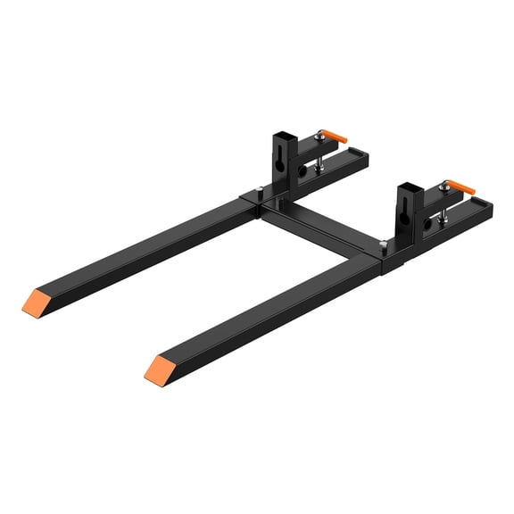 60" Clamp On Pallet Forks for Tractor Bucket, Heavy Duty Attachment with Adjustable Stabilizer Bar  Compatible with Most Loader Buckets & Skid Steer Loaders