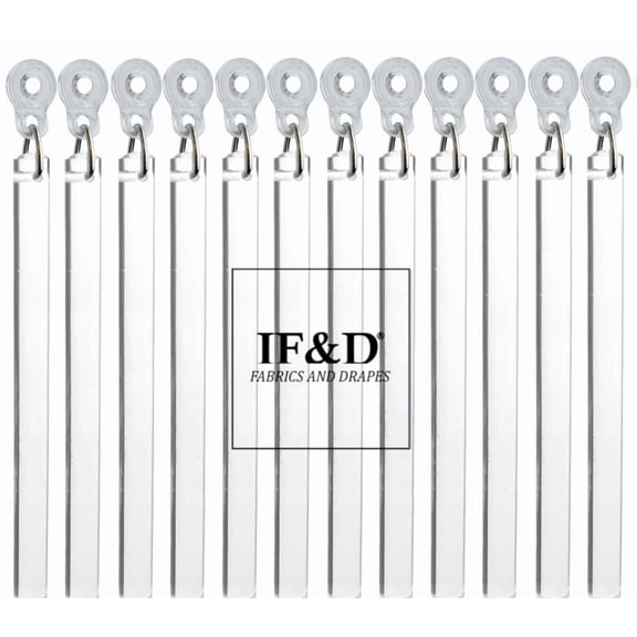 60" Clear 12 Pack Acrylic Lucite Drapery Curtain Pull Wands with Plastic Adapters for Easy Open and Closing of Window Treatments - IF&D Fabrics and Drapes -APA-060-12