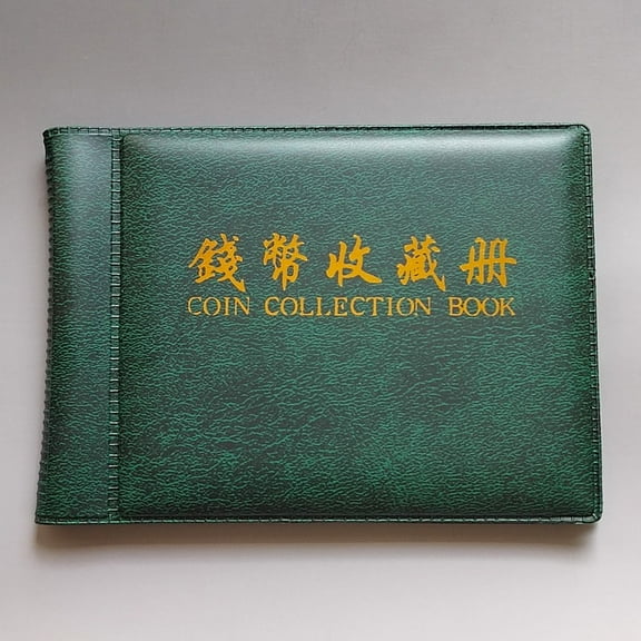 60 Coin Holder Collection Storage Collecting Penny Pockets Album Book Green