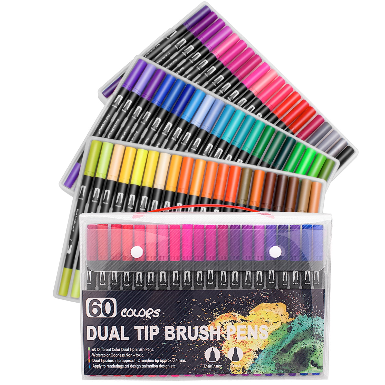 6-60 Colors Art Pens Set, Fine Tip & Flexible Brush Pen Tip, Water Based  Markers for Adult Coloring Calligraphy