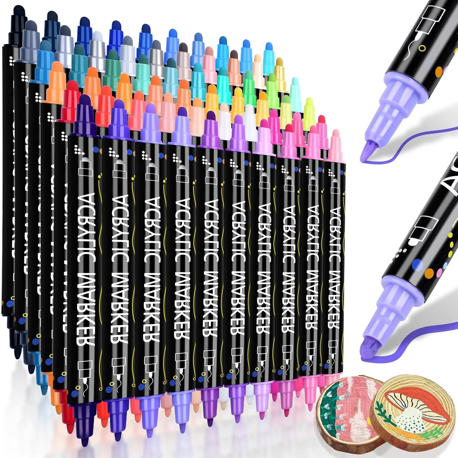 60 Colors Dual Tip   Pens Markers, Dot & Fine Tip  Markers for Christmas Decorations,  Making Art Supplies
