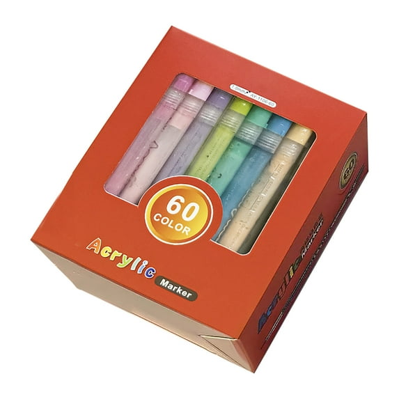 60 Colors Paint Markers Paint Pens Acrylic Paint Pens For Students Chirldrens Artists Adults Coloring Drawing Cartoon Anime Comic Brush Tip For Rock Painting Wood Canvas(60ml)
