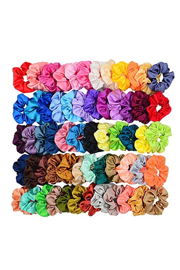60 Colors Silk Large Satin Hair Scrunchies Elastic Hair Bobbles Ponytail Holder Hair Scrunchy Vintage Hair Ties Accessories for Women Girls