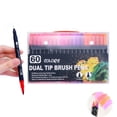 thumbnail image 1 of 60 Colors Washable Acrylic Paint Markers, Soft & Hard Dual-Tip Fine Brush Pens for Stone, Wood, Calligraphy, Canvas, Ceramic, Metal, Glass, Rock Painting, and DIY Crafts, 1 of 8