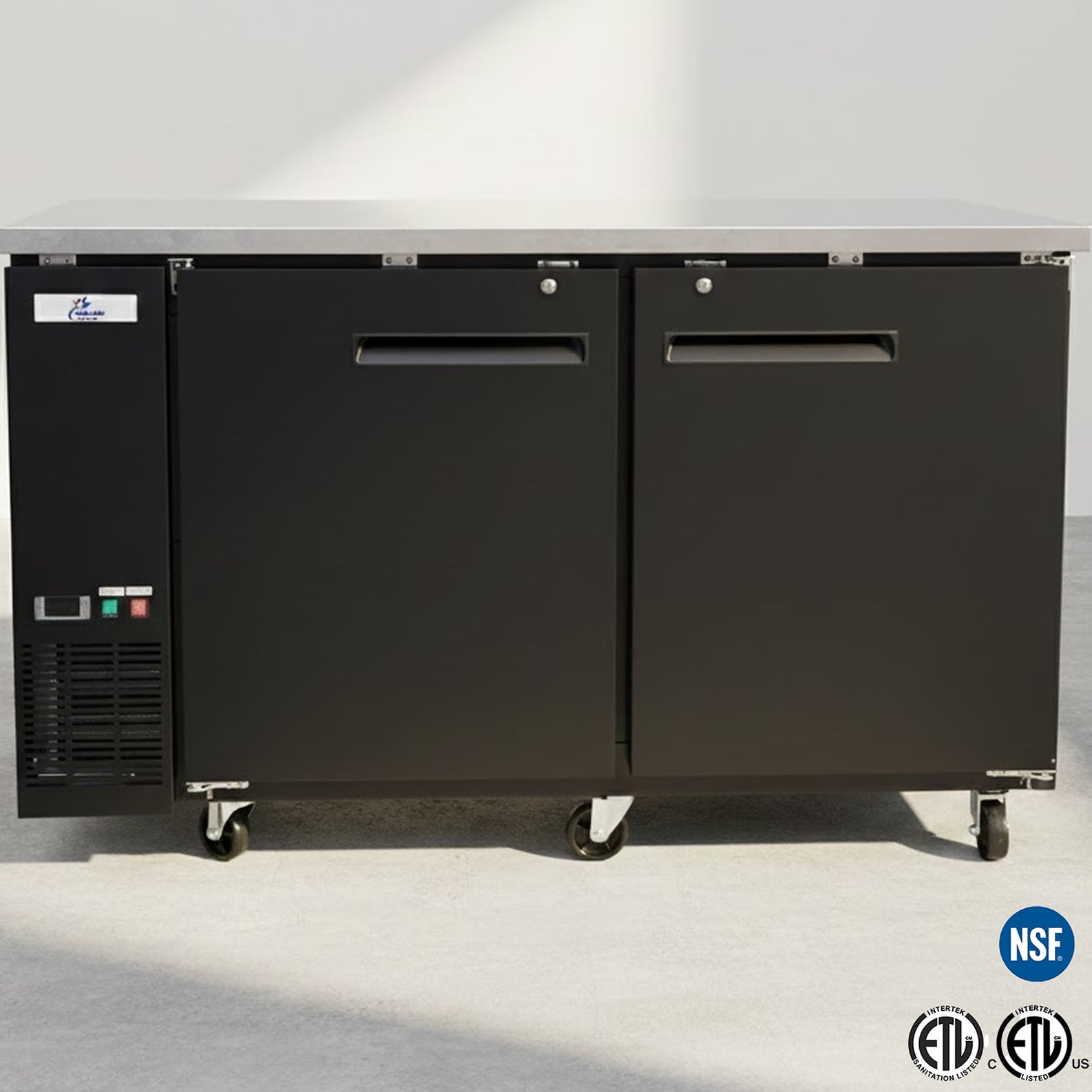 60" Commercial Back Bar Cooler, 16 Cu.Ft Solid Door Beverage Refrigerator with LED Lighting & Energy-Efficient R290 System