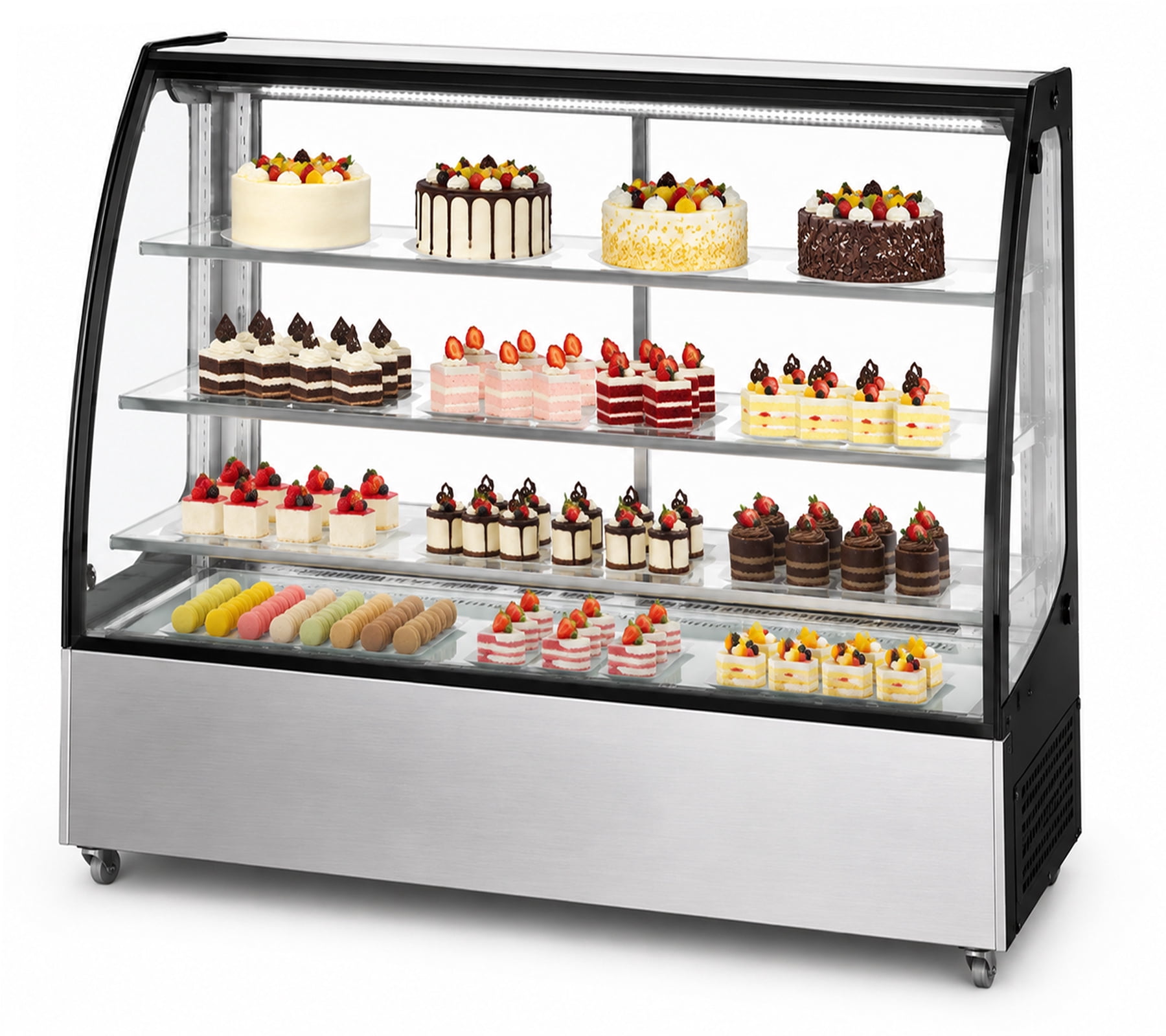 60" Commercial Curved Glass Refrigerated Bakery Display Case, Cake Showcase Refrigerator, NSF Certified