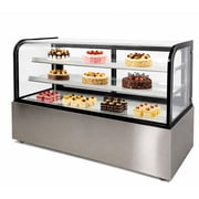 60 Commercial Refrigerated Bakery Display Case, Curved Glass Cake Showcase Refrigerator, LED Lighting, ETL