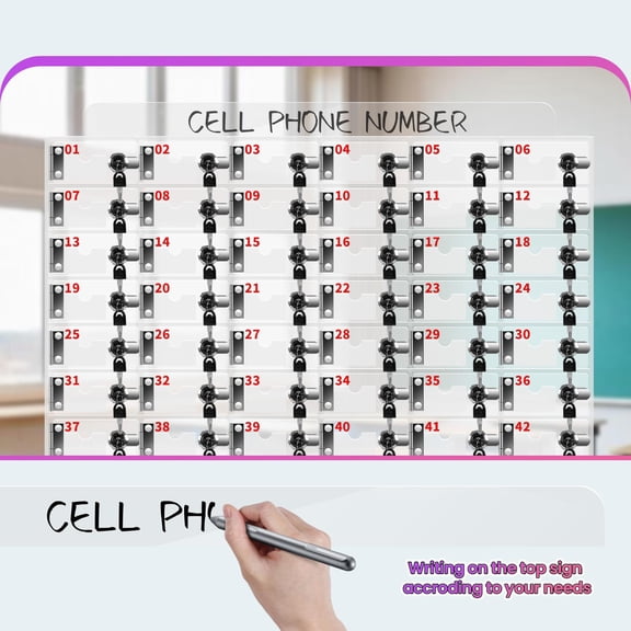 60 Compartment Numbered Cell Phone Locker Box for Gym Sauna, Clear Acrylic Storage Locker with Separate Locks and Keys, Wall Mounted Drop Resistant Phone Cabinet