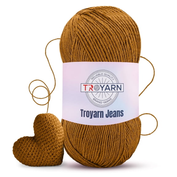 60% Cotton 40% Acrylic Crochet Yarn - 1 Skien Bulk - Mustard, Soft Fine/Sport Yarn for Crocheting/Knitting - Ideal for Amigurumi Dolls and Baby Garments