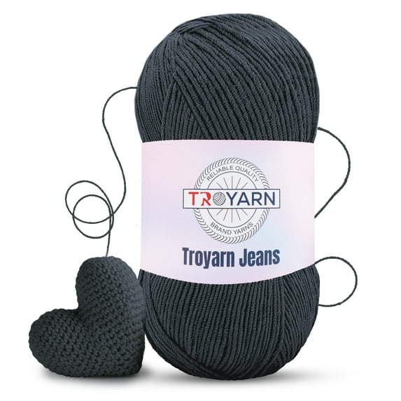 60% Cotton 40% Acrylic Crochet Yarn - 1 Skien Bulk Yarn - Dark Grey, Soft Fine/Sport Yarn for Crocheting/Knitting Yarn - Ideal for Amigurumi Dolls and Baby Garments
