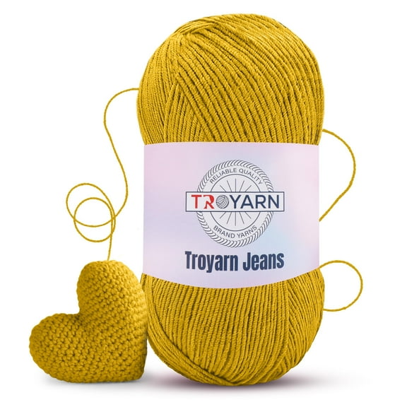 60% Cotton 40% Acrylic Crochet Yarn - 1 Skien Bulk Yarn - Dark Yellow, Soft Fine/Sport Yarn for Crocheting/Knitting Yarn - Ideal for Amigurumi Dolls and Baby Garments