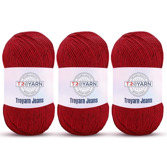 60% Cotton 40% Acrylic Crochet Yarn - 3 Skien Bulk Yarn - Bordeaux, Soft Fine/Sport Yarn for Crocheting/Knitting Yarn - Ideal for Amigurumi Dolls and Baby Garments