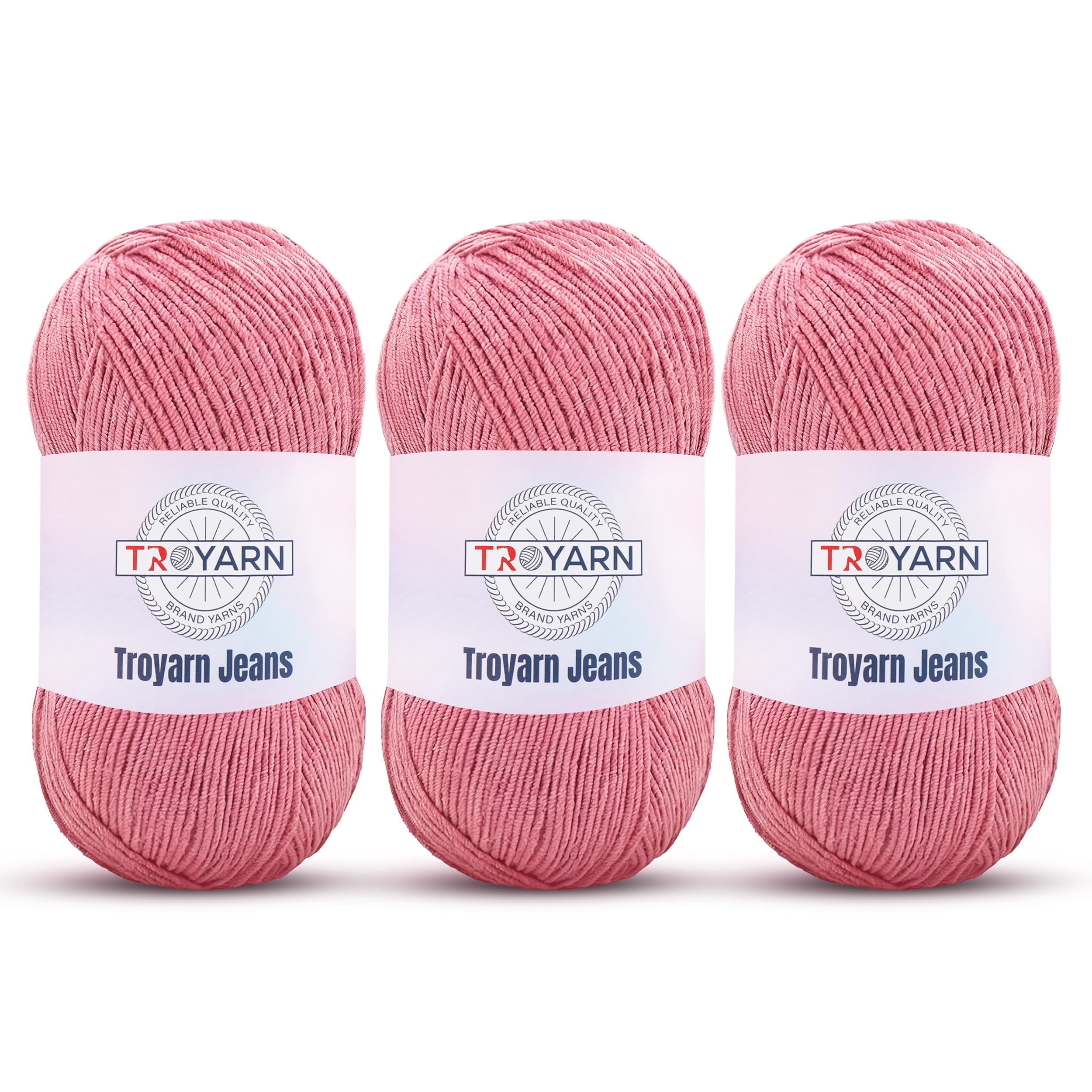 60% Cotton 40% Acrylic Crochet Yarn - 3 Skien Bulk Yarn - Pink, Soft Fine/Sport Yarn for Crocheting/Knitting Yarn - Ideal for Amigurumi Dolls and Baby Garments