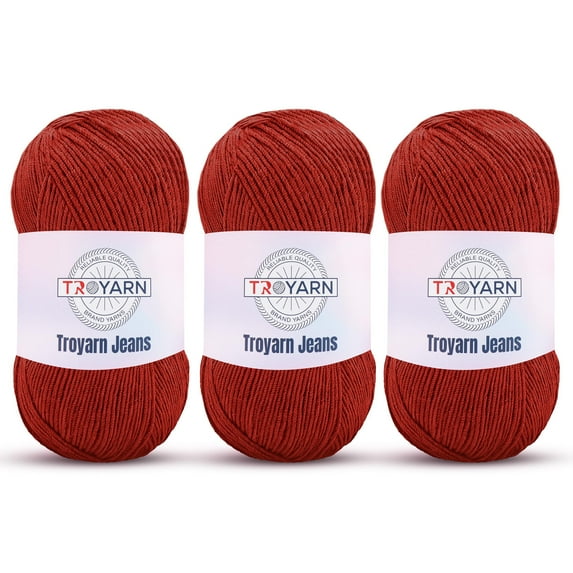 60% Cotton 40% Acrylic Crochet Yarn - 3 Skien Bulk Yarn - Terra, Soft Fine/Sport Yarn for Crocheting/Knitting Yarn - Ideal for Amigurumi Dolls and Baby Garments