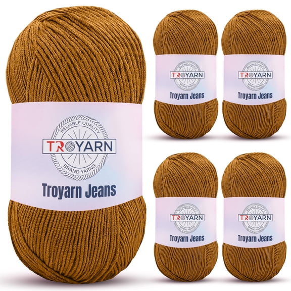 60% Cotton 40% Acrylic Crochet Yarn - 5 Skien Bulk Yarn - Mustard, Soft Fine/Sport Yarn for Crocheting/Knitting Yarn - Ideal for Amigurumi Dolls and Baby Garments
