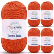 60% Cotton 40% Acrylic Crochet Yarn - 5 Skien Bulk Yarn - Orange, Soft Fine/Sport Yarn for Crocheting/Knitting Yarn - Ideal for Amigurumi Dolls and Baby Garments