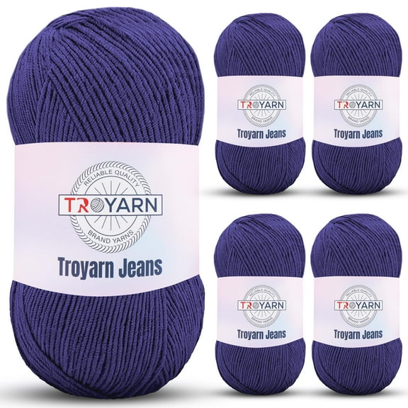 60% Cotton 40% Acrylic Crochet Yarn - 5 Skien Bulk Yarn - Purple, Soft Fine/Sport Yarn for Crocheting/Knitting Yarn - Ideal for Amigurumi Dolls and Baby Garments