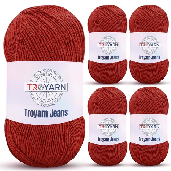 60% Cotton 40% Acrylic Crochet Yarn - 5 Skien Bulk Yarn - Terra, Soft Fine/Sport Yarn for Crocheting/Knitting Yarn - Ideal for Amigurumi Dolls and Baby Garments