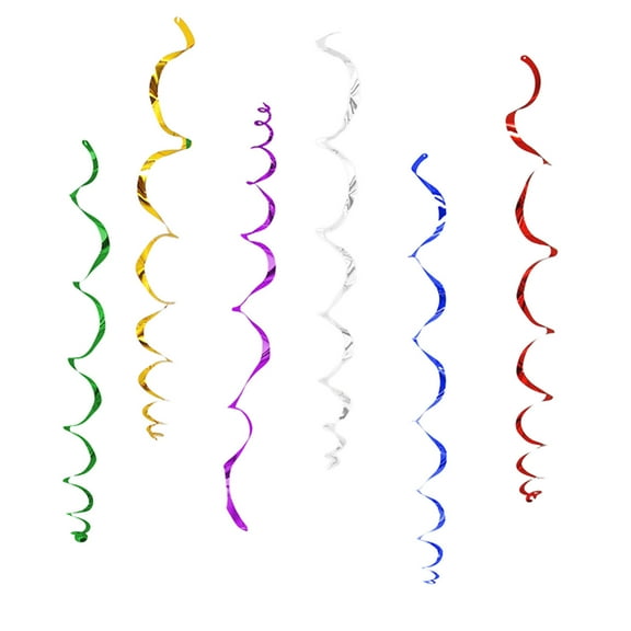 60-Count Bohemian Style Party Streamers | Colorful Foil Ribbon Decorations for Halloween Birthday Christmas | Gold Red Green Multicolor Hanging Swirls with Hooks & Stickers