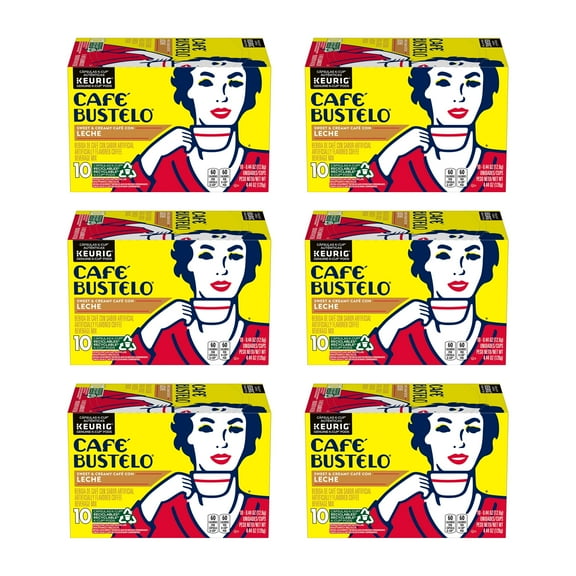 (60 Count) Cafe Bustelo Cafe con Leche Sweet & Creamy, K-Cup Coffee Pods