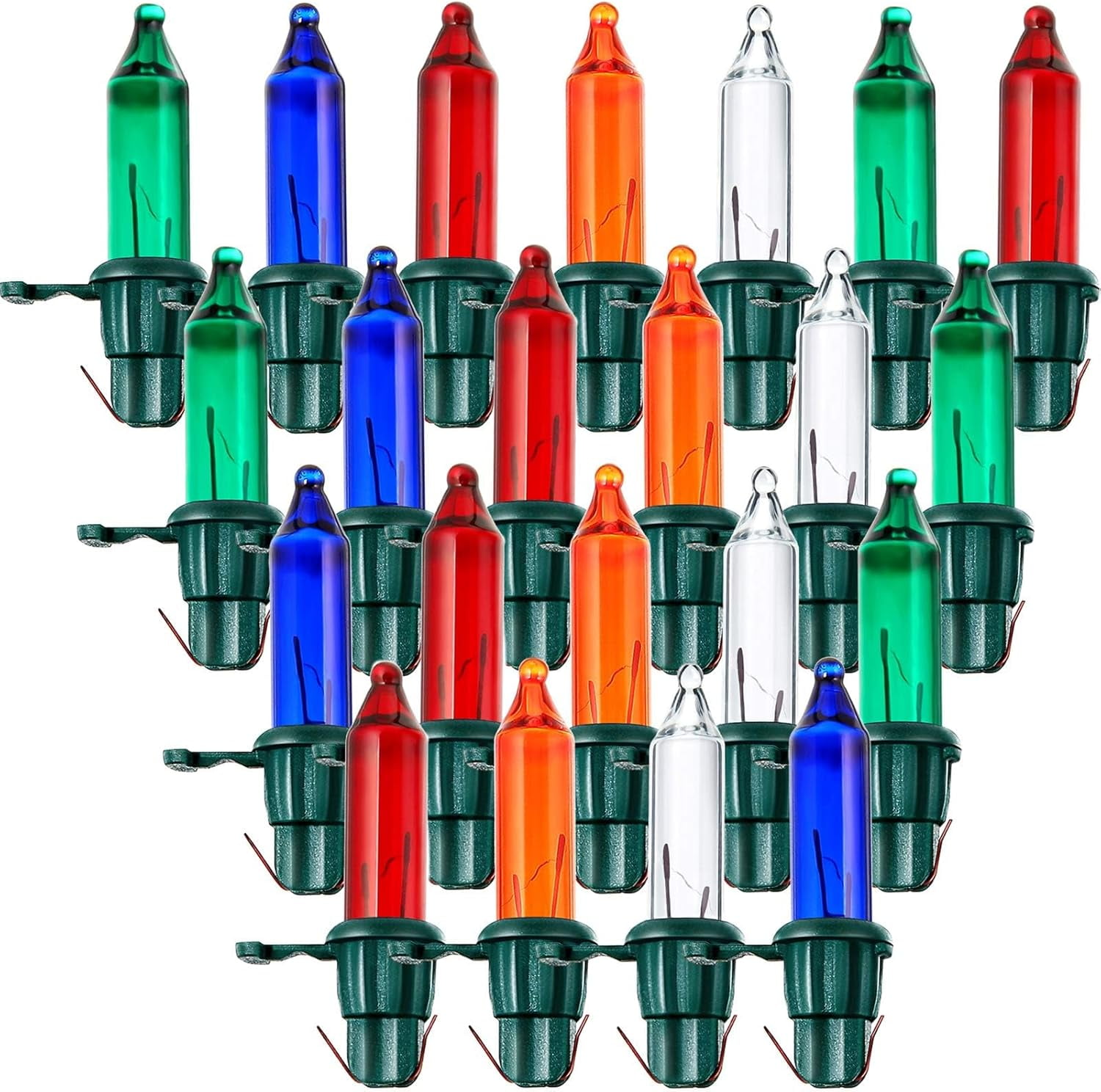 60 Count Christmas Tree Replacement Light Bulbs 2.5v 0.425 Watt Replacement Bulb Mini Incandescent Wire String Lights Decoration for Prelit Xmas Tree(Green Base with Warm White Bulb)