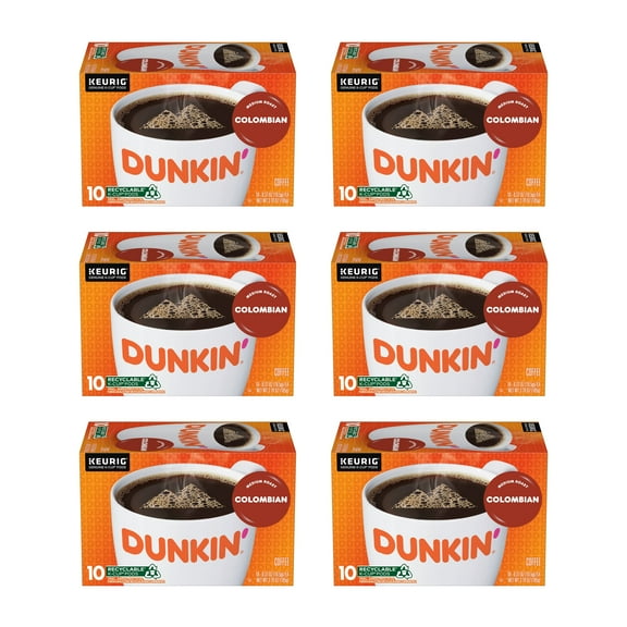(60 Count) Dunkin' 100% Colombian, Medium Roast, K-Cup Coffee Pods