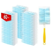 60 Count Electrostatic Duster Refills Compatible with Swiffer Duster,Multi-Surface Dusting Refills,Microfibre Dusters for Cleaning with 1Pcs Short Handle,Unscented