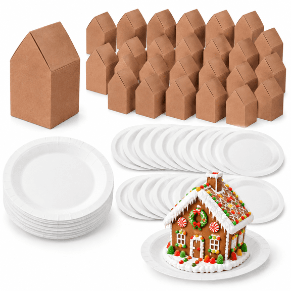 60-Count Gingerbread House DIY Christmas Craft Kit, Dark Brown