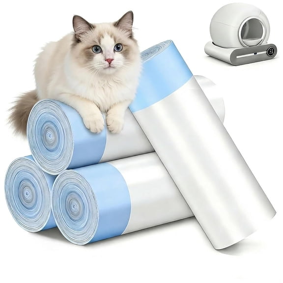 60 Count Litter Box Liners for Automatic Self-Cleaning Litter Box, Heavy Duty Drawstring Bags, Extra Thick 3.6-mil Leak-Proof, 18"x20" (45x50cm), 4 Rolls