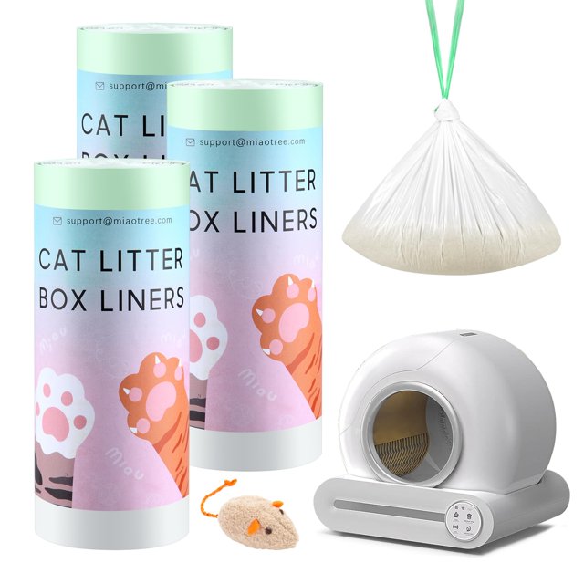 60 Count Self Cleaning Litter Box Liners Bag Refill, Pet Waste Bags