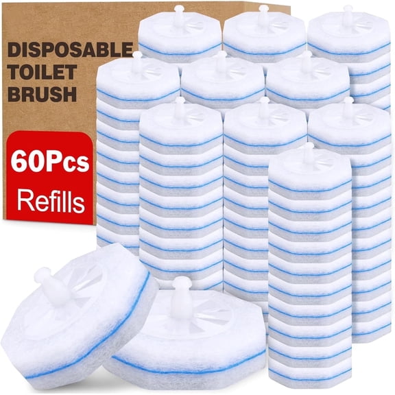 60 Count Toilet Wand Refills Compatible with Most Toilet Wand. Disposable Toilet Brush Refills. Bathroom Cleaning. Disposable Toilet Bowl. High-Density Disposable Toilet Brush Scrubber