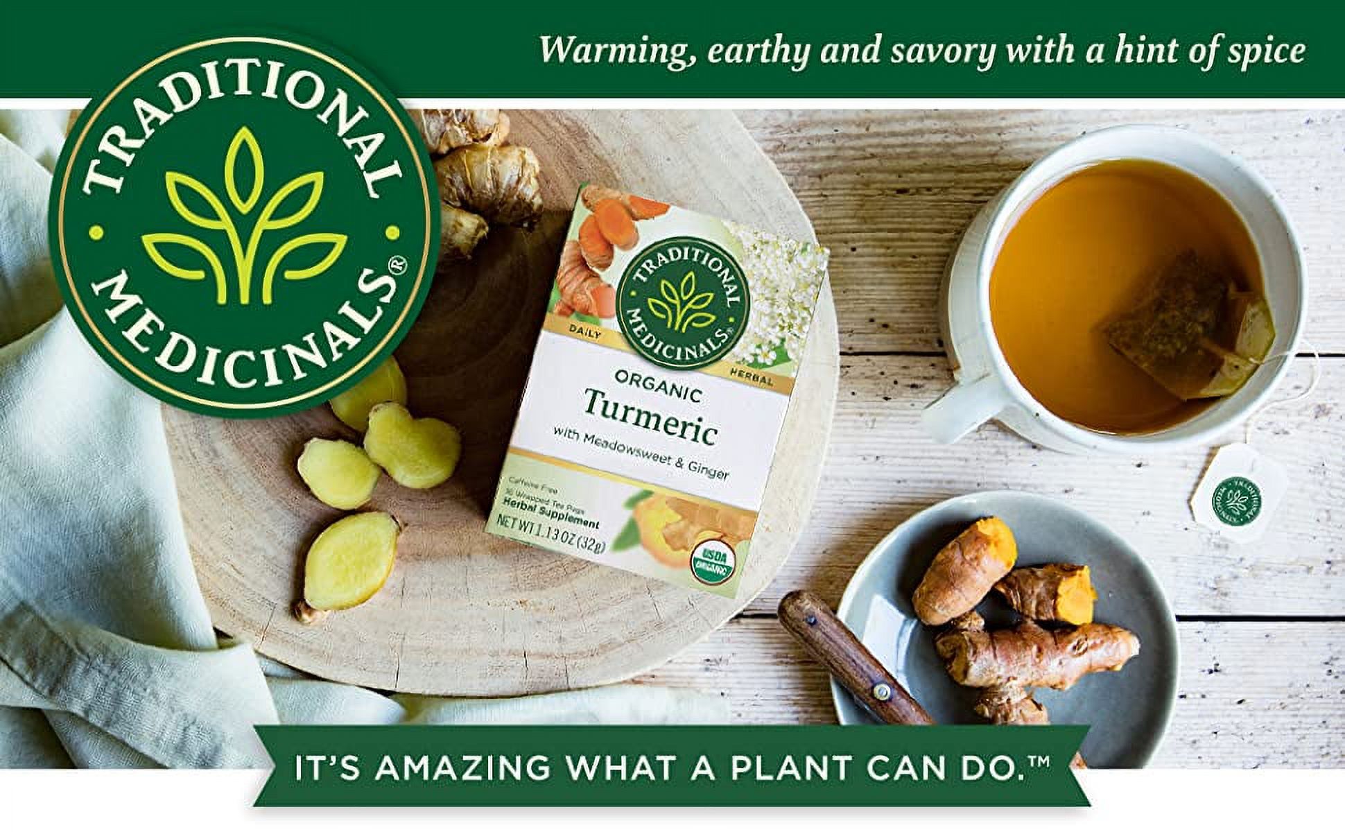 60 Count //Traditional Medicinals Tea, Organic Turmeric with