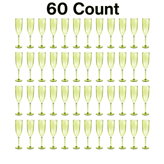 60 Count Unbreakable Plastic Champagne Flutes, 5oz Reusable Stemmed Champagne Glasses, Shatterproof Elegant Party Cups for Weddings, Birthdays, New Year, Celebrations & Events
