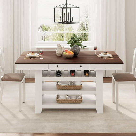 60" Counter Height Dining Table for 4, Home Farmhouse Rectangular Bar ...