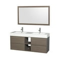 thumbnail image 1 of 60" Double Bathroom Vanity in Gray Oak, Acrylic Resin Countertop, Integrated Sinks, and 58" Mirror, 1 of 2