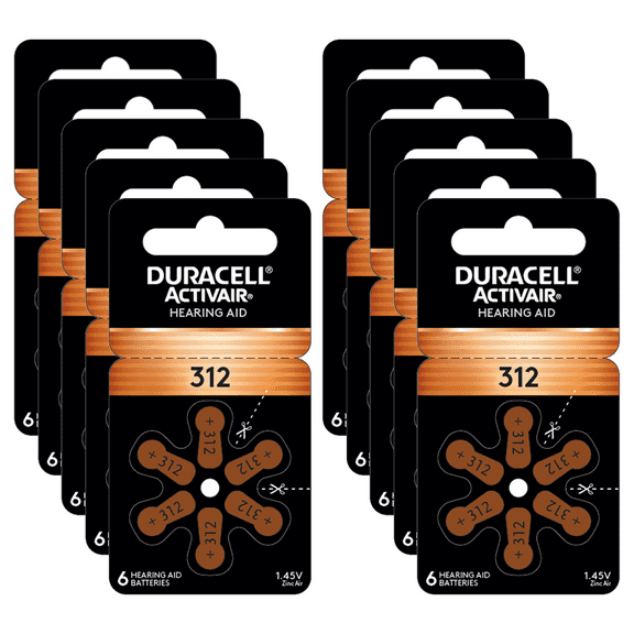 60 Duracell Hearing Aid Batteries Size: 312