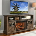 thumbnail image 1 of 60" Electric Fireplace TV Console, Wood TV Stand with 26 Inch Fireplace Insert for TVs Up to 70", Barnwood Color Living Room Bedroom TV Stand Storage Cabinet, 1 of 10