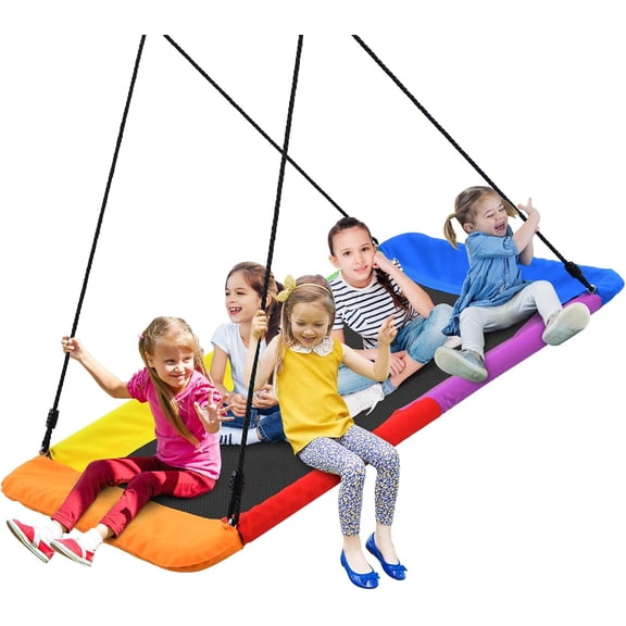 60" Extra Large Rectangle Tree Swing - Heavy Duty 700lb Capacity, Waterproof Platform for Kids & Adults with Complete Installation Kit & 2 Tree Straps - Blue
