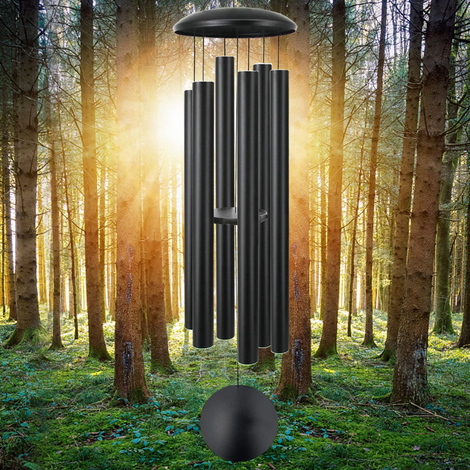 60" Extra Large Wind Chimes Outside Metal Windchimes With Deep Tone  Outdoor Bass For Patio Balcony Garden Yard Decoration Black