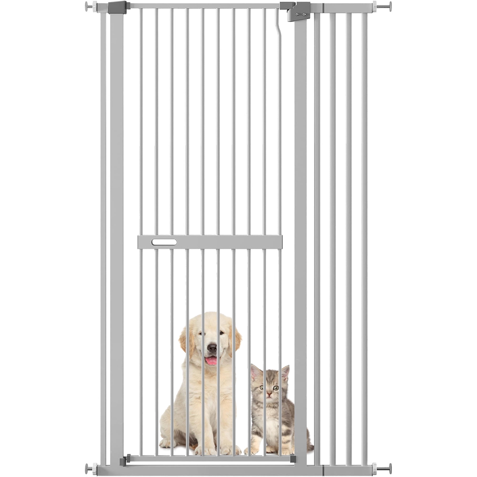 60" Extra Tall Safety Baby Gate, Cat Gate for Doorway Auto Close, Pet Gate Fits 36.2-39.4" Adjustable Openings, Durable Pressure Mounted Self Closing Cat Door for Stairs, Hallway, Kitchen, Porch