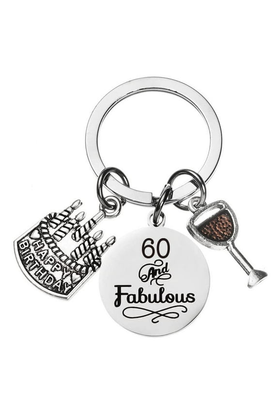 60 and Fabulous Birthday Gift Keychain 60th Birthday Gifts for Women 60 Year Old Birthday Gifts Key Chain for Mom 60 th Birthday Gift for Women 60 Year Old Birthday Gifts