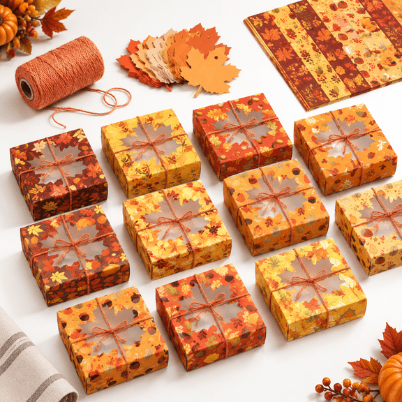 60 Fall Bakery Gift Boxes with Window, Bulk Cookie and Cupcake Containers