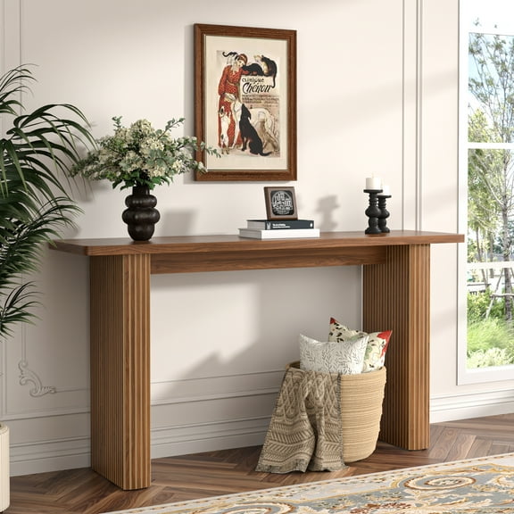 60" Farmhouse Console Table, Narrow Long Entryway Table, Sofa Table Behind Couch for Living Room, Hallway