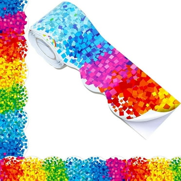 60 Feet Bulletin Board Borders, Colorful Crayon Die-Cut Rolled Border Trim Decoration Borders for School, Classroom & Offices-Style 3