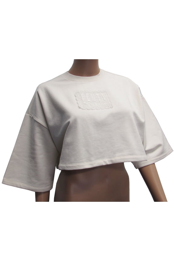 $60 Fenty Puma By Rihanna Womens Cropped Crew Neck T-Shirt, White, Large