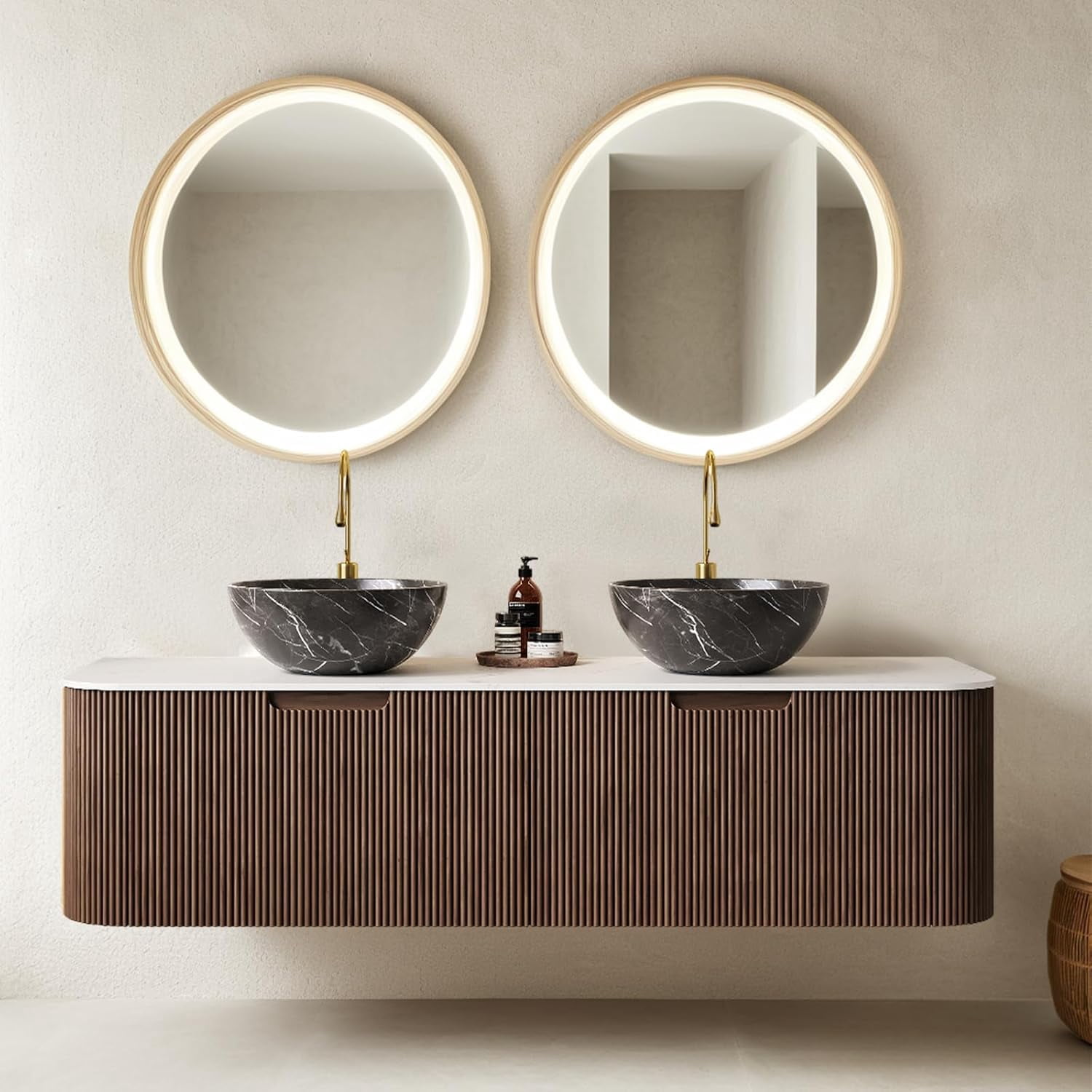 60" Floating Bathroom Vanity with Sink, Wall-Mount Cabinet with 2 Large ...